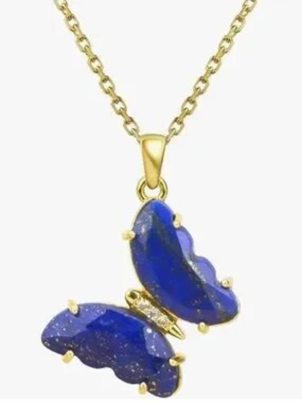 NEW 14k Gold Plated Butterfly Lapis Lazuli Pendant Necklace